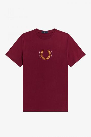 Red Fred Perry Laurel Wreath Men's T Shirts | PH 1705QMAZ